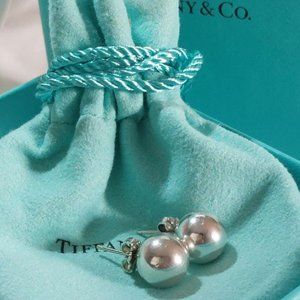 Tiffany & Co. Sterling Silver HardWear 10mm Bead Ball Earrings - Pouch - A